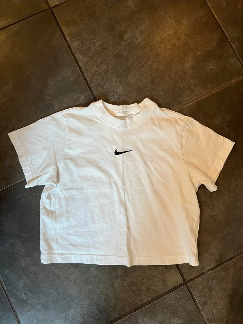 Nike White Short Sleeve Kids Tee with Black Swoosh
